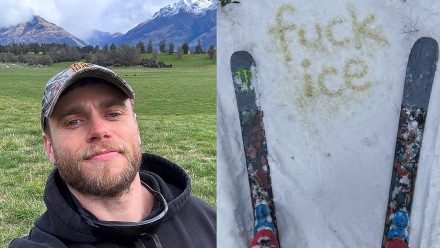 Un esquiador de los Juegos de Invierno escribe con orina en la nieve 'Fuck ICE'