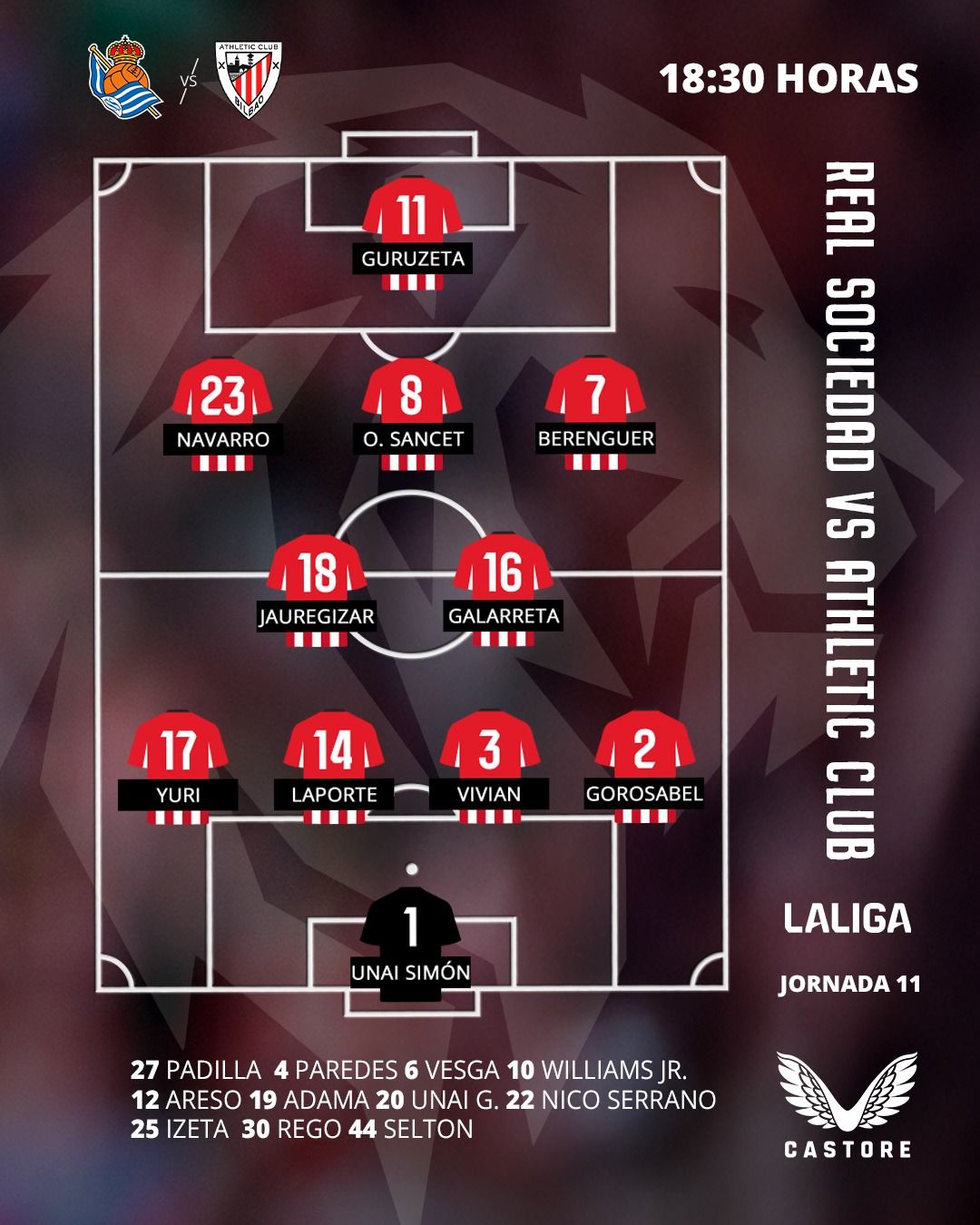 Once del Athletic ante la Real Sociedad