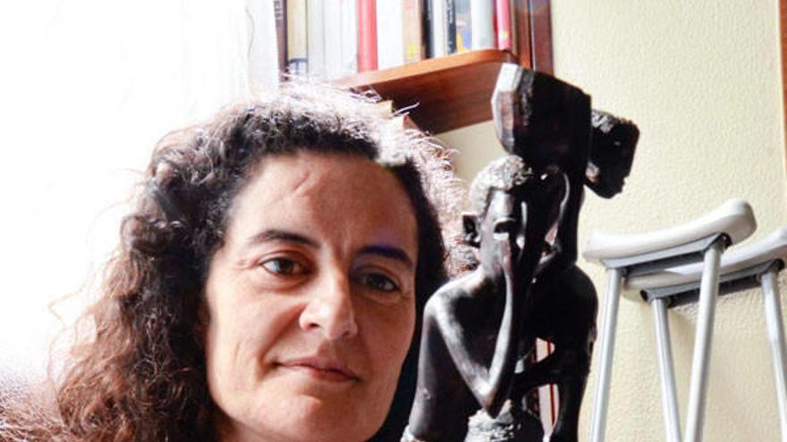 Amaia Laforga, en su casa de Trapagaran.