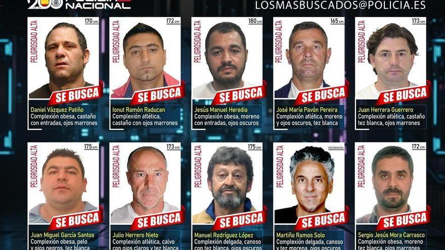 Estos son los 10 fugitivos más buscados por la Policía Nacional