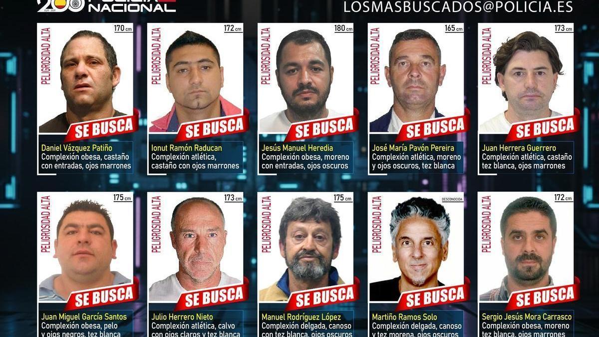 Los 10 fugitivos más buscados del Estado.