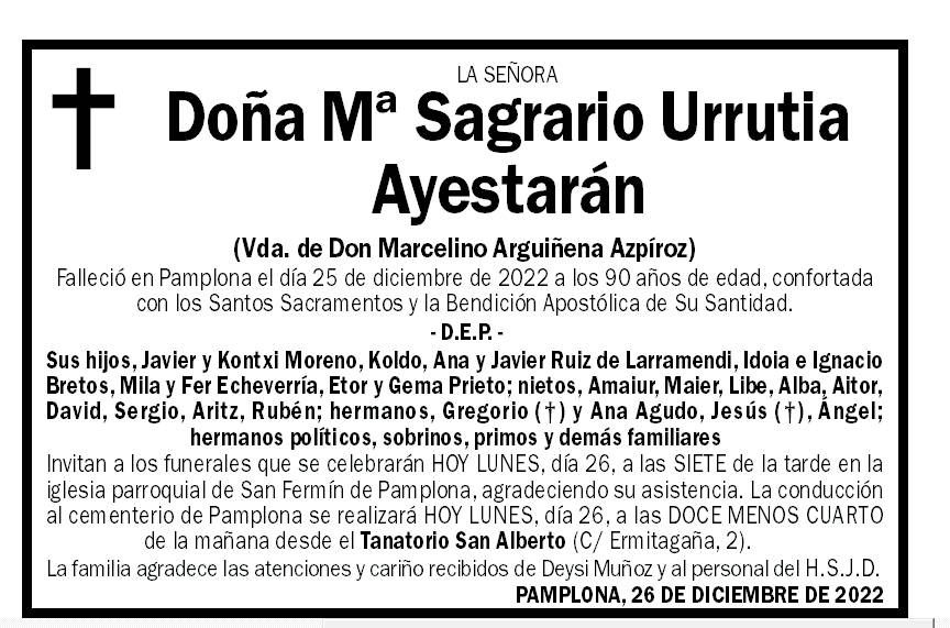 Mª Sagrario Urrutia Ayestarán