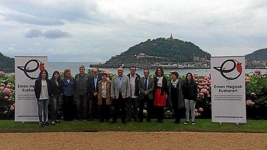 Presentación de la nueva canción de txantxangorri, ayer, en Donostia.