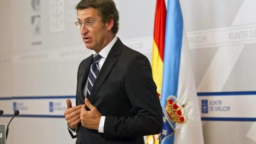 El presidente de la Xunta de Galicia, Alberto Núñez Feijóo, en su comparecencia de ayer.