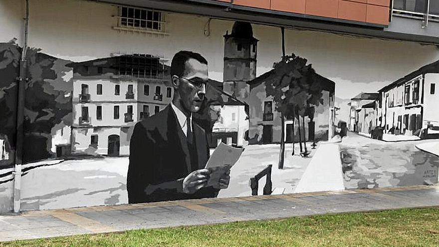 Mural en homenaje a ‘Lauaxeta’ en Mungia.