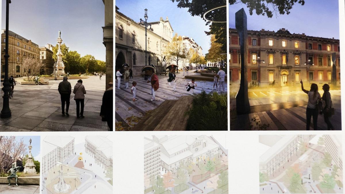 Recreaciones del aspecto que presentará el paseo de Sarasate tras la reforma prevista en el proyecto Isolíneas.