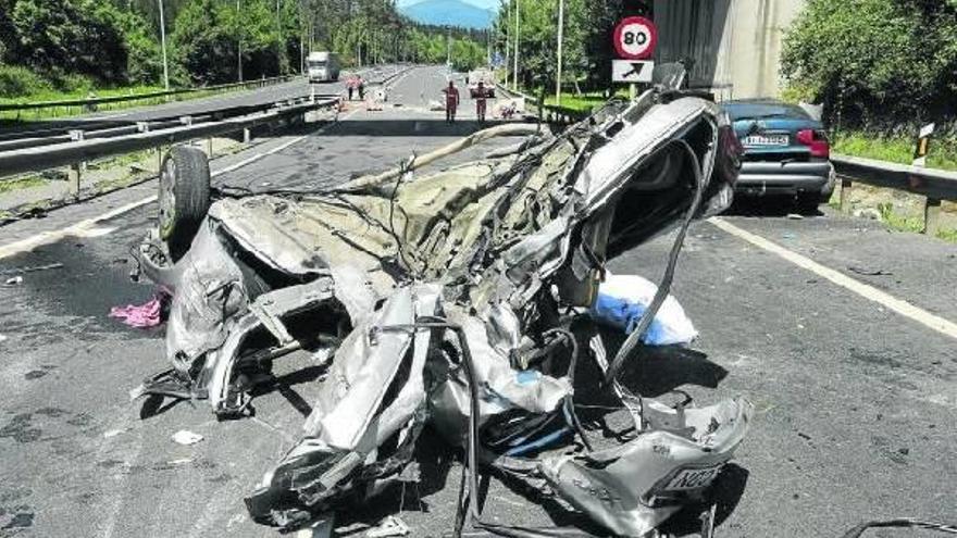 Estado en el que quedó el coche siniestrado.