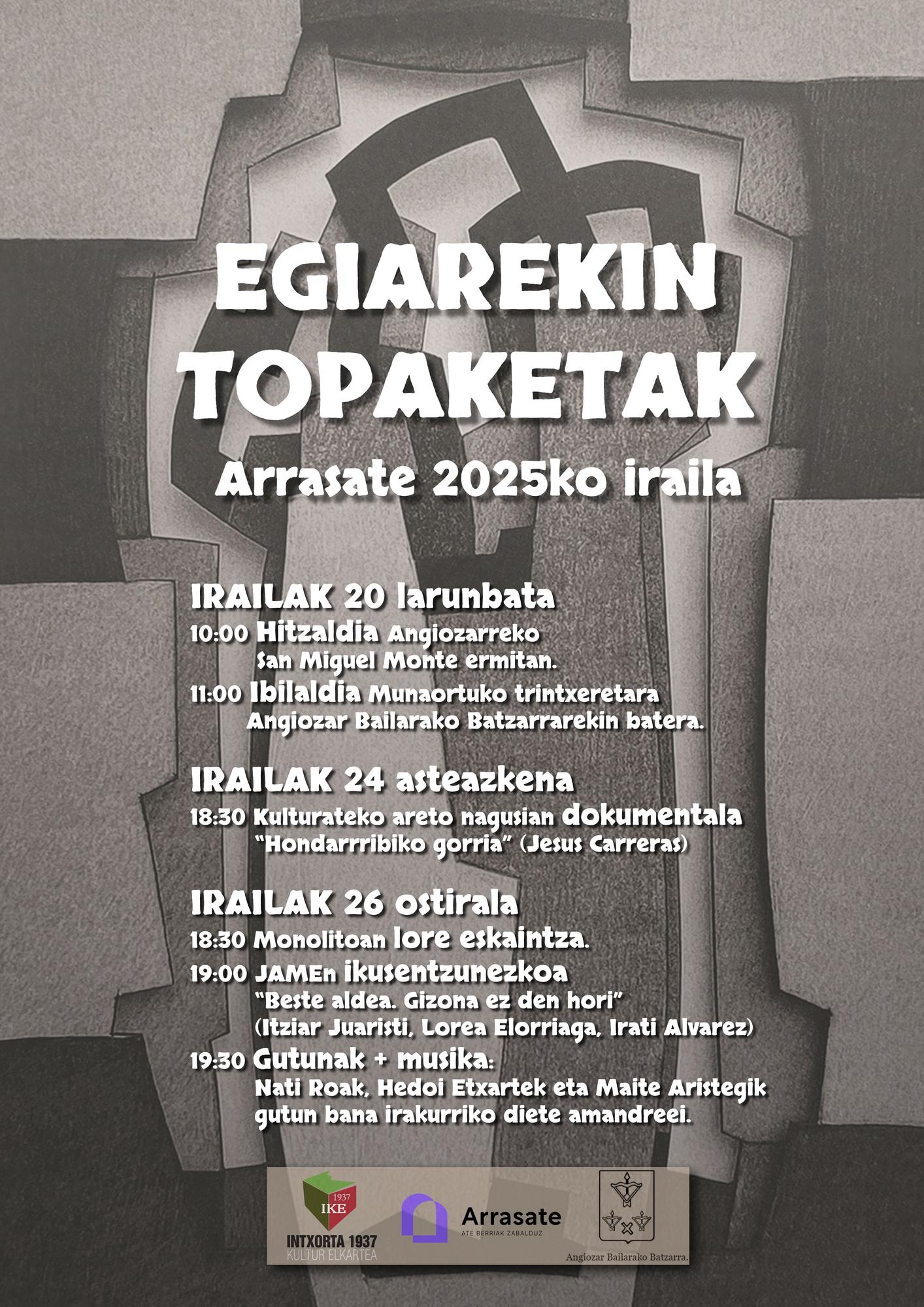 Programa de actos dentro de &#039;Egiaren Topaketak&#039;.