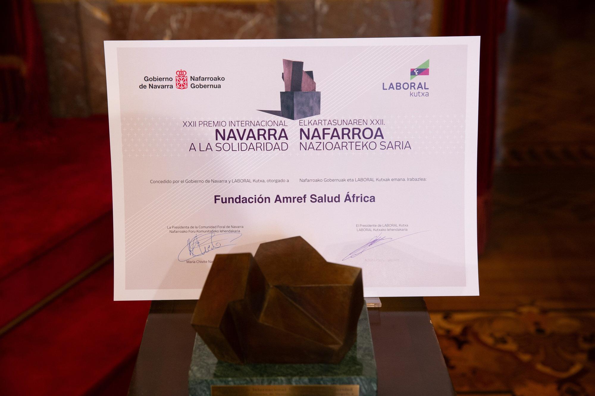 XXII Premio Internacional Navarra a la Solidaridad a la Fundación Amref Salud África