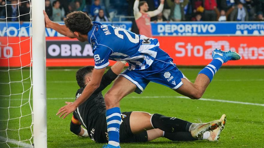 Aitor Mañas consigue su primer tanto como albiazul y también en Primera