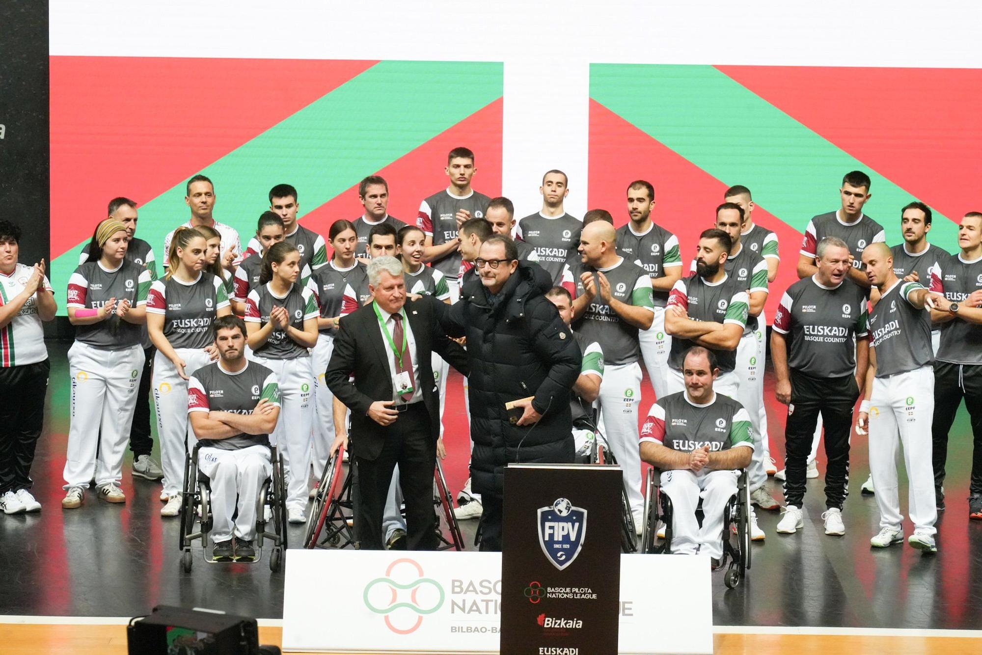 Inauguración de la Liga de Naciones de 36 metros en el frontón Bizkaia