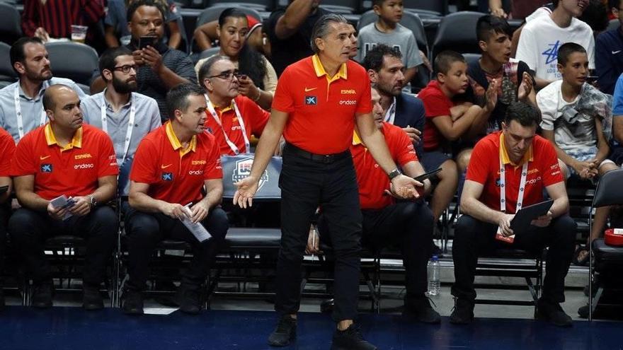 El seleccionador Sergio Scariolo, durante el partido frente a la selección de Estados Unidos.