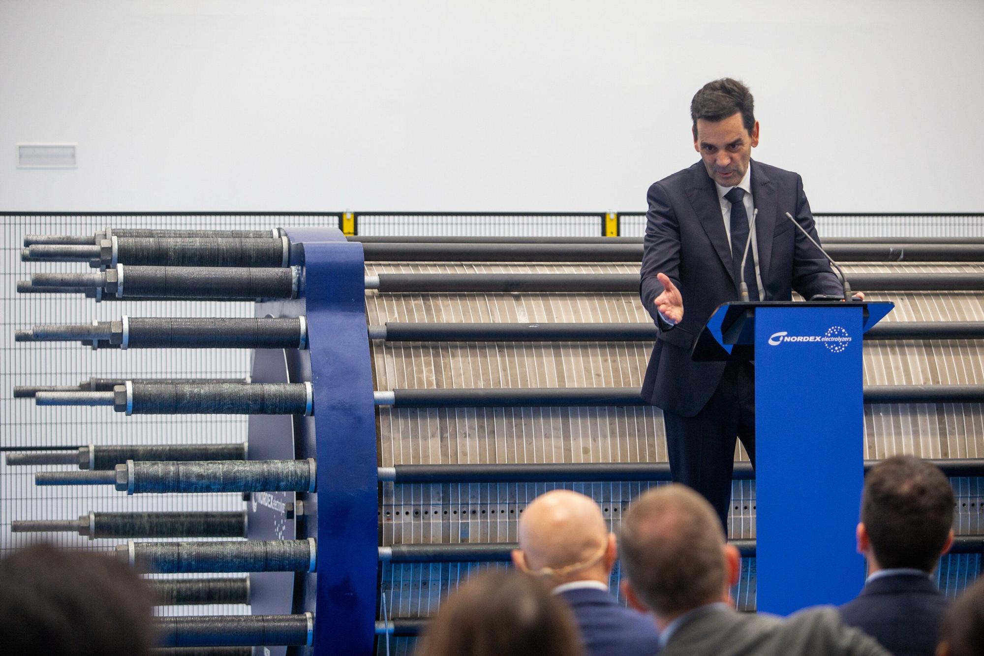 Acto de presentación del Electrolyzer NX2500, el nuevo electrolizador de la empresa Nordex en Lumbier