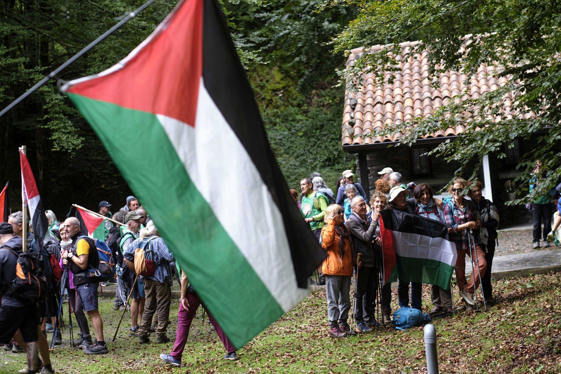 Fotos de la séptima etapa de la marcha propalestina por Navarra, desde Eltzaburu hasta Doneztebe