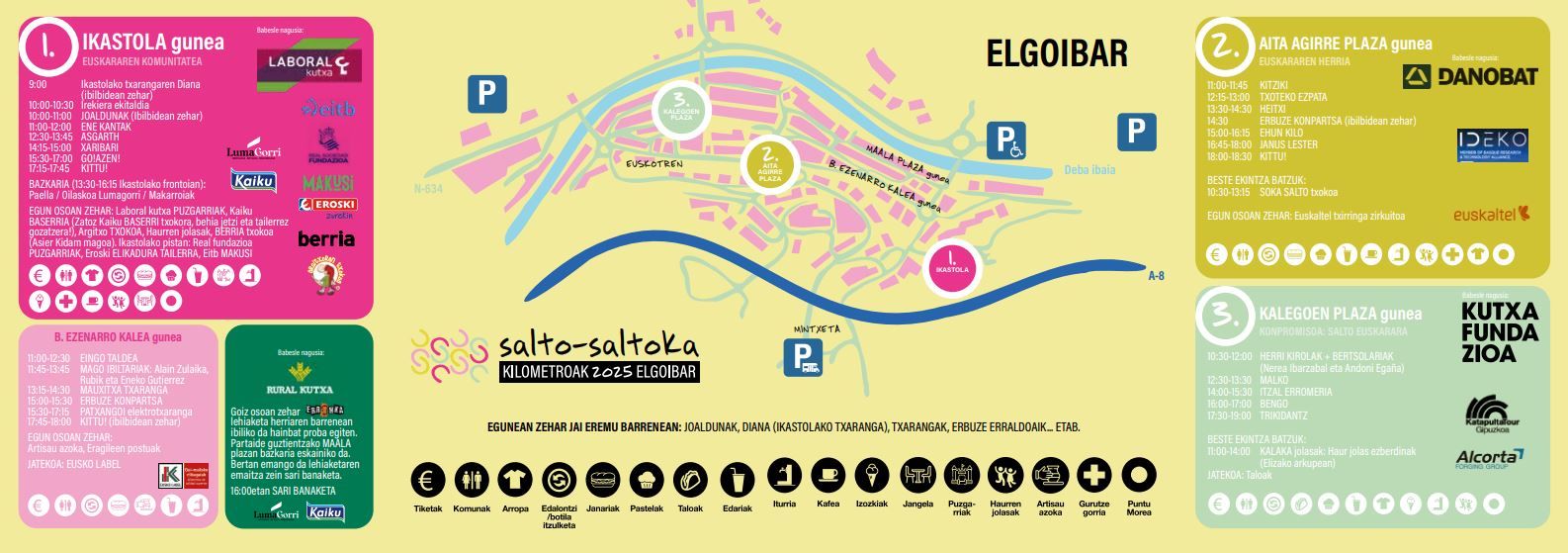Kilometroak jaia jasoko duten guneak.