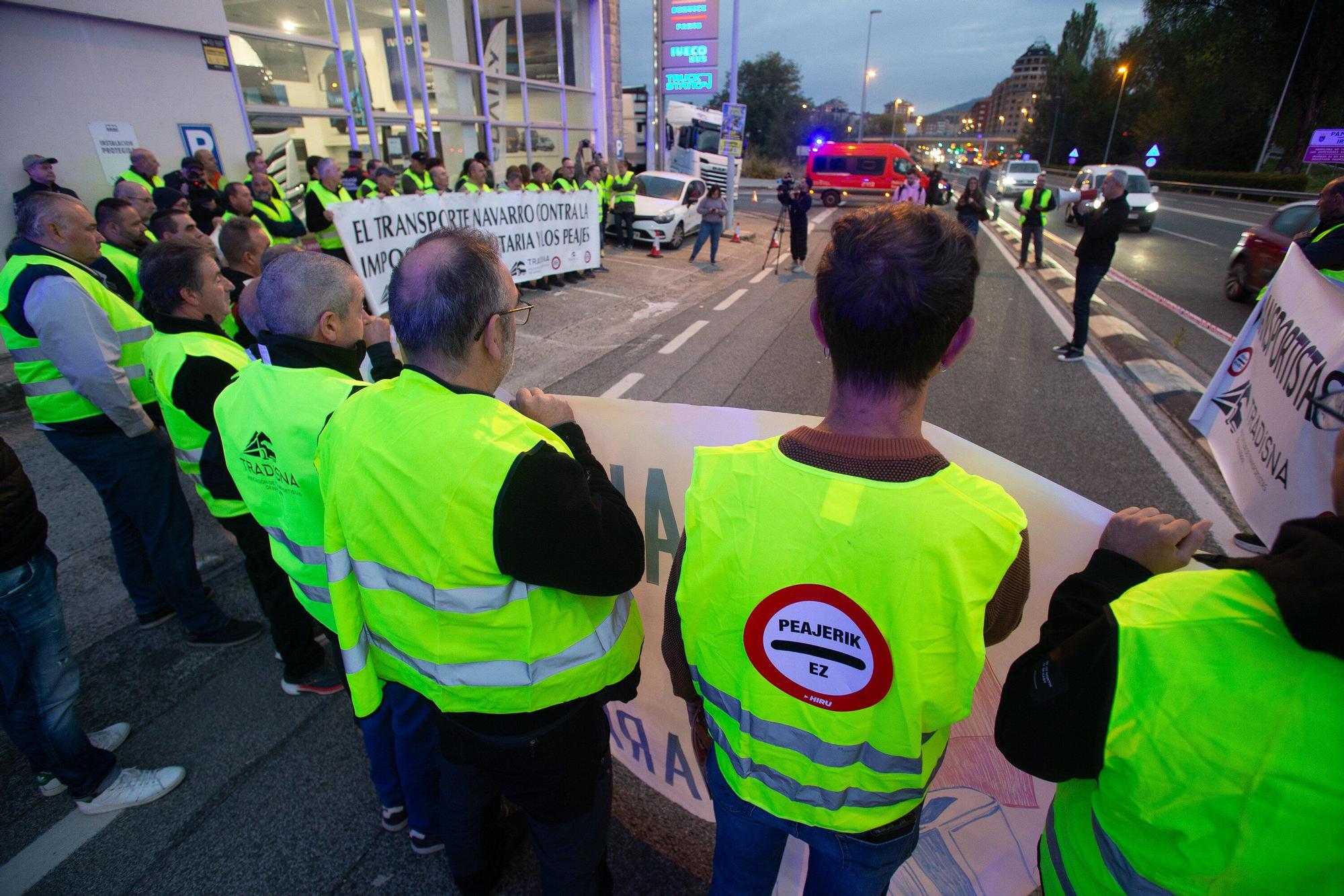 Protesta de los transportistas navarros en Cordovilla