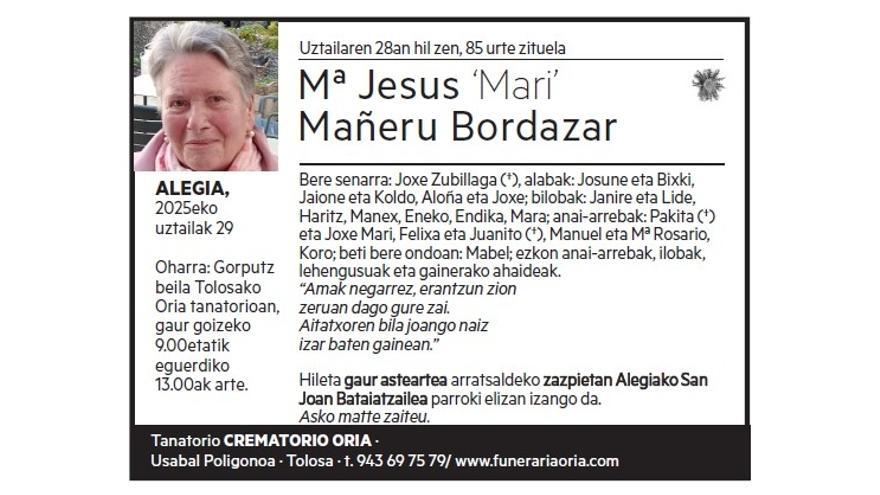 Mª JESUS MAÑERU BORDAZAR