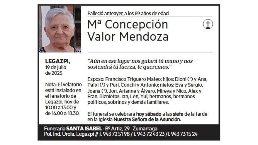 Mª CONCEPCION VALOR MENDOZA