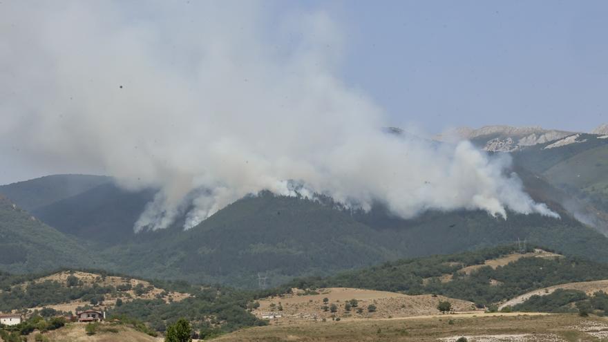 Dos hidroaviones trabajaran en la extinción del incendio de Galarreta, que ha empeorado esta noche