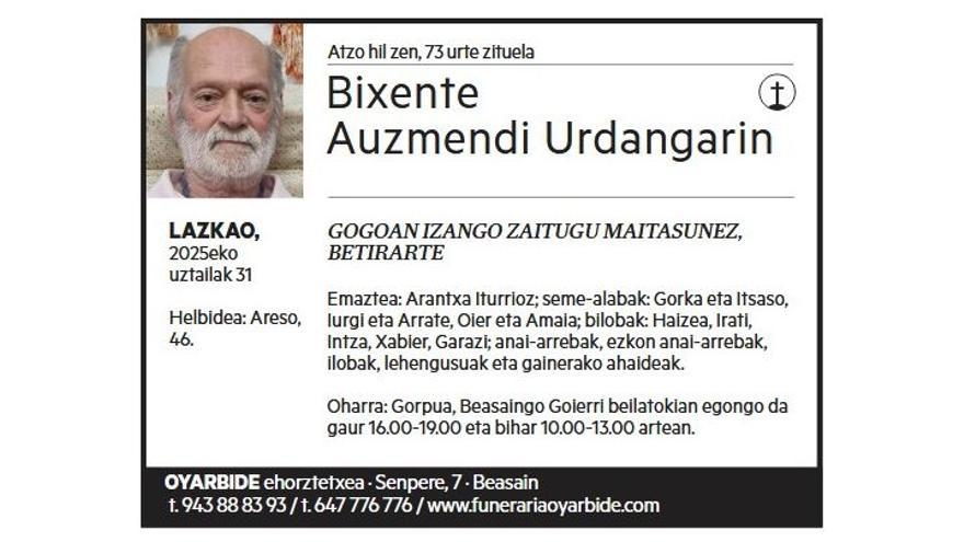 BIXENTE AUZMENDI URDANGARIN