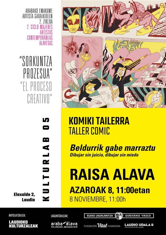 Cartel del taller Comic de Raisa Alava en Kulturlab