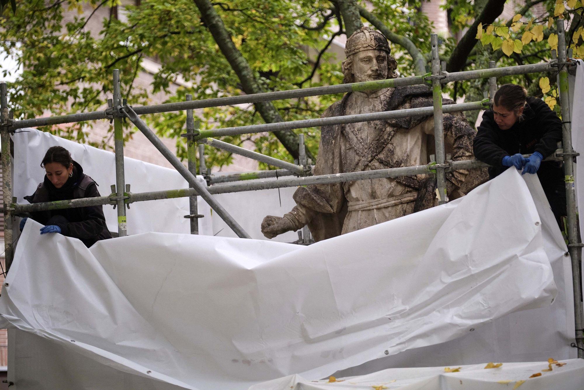 Las primeras estatuas se trasladarán de Sarasate a la Taconera la próxima semana
