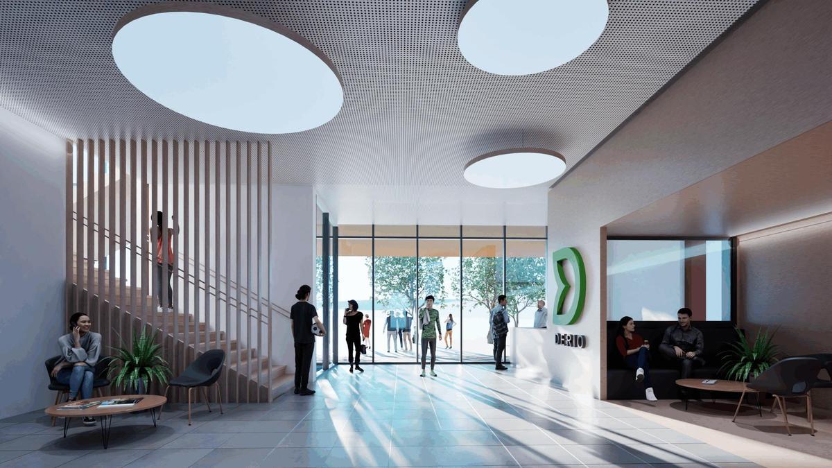 Infografía del futuro hall del polideportivo de Derio.