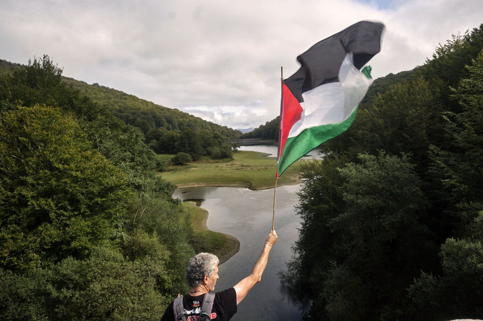Fotos de la séptima etapa de la marcha propalestina por Navarra, desde Eltzaburu hasta Doneztebe