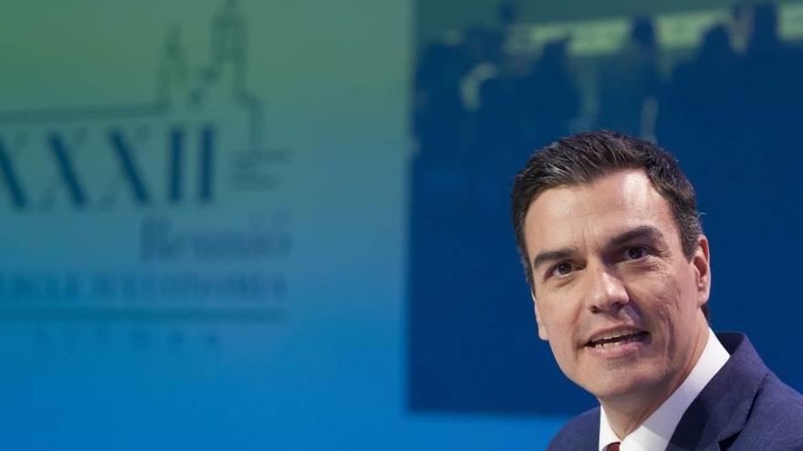 El secretario general del PSOE, Pedro Sánchez, durante su intervención en la segunda sesión de la XXXII Reunión del Círculo de Economía de Sitges.