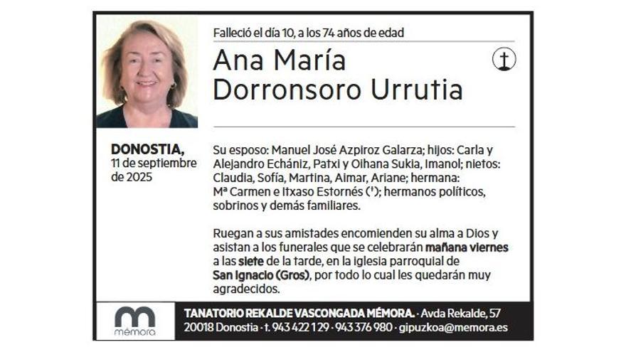 ANA MARIA DORRONSORO URRUTIA