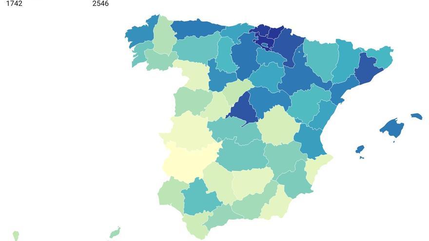 Solo en la CAV y Madrid los sueldos son más altos que en Navarra