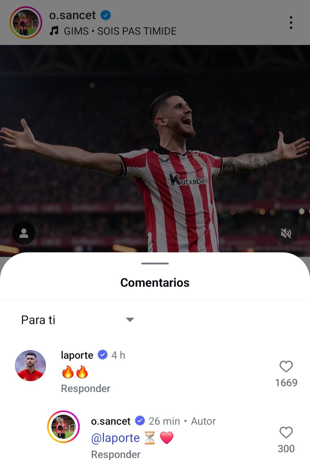 Reacción de Sancet al cometario de Aymeric Laporte