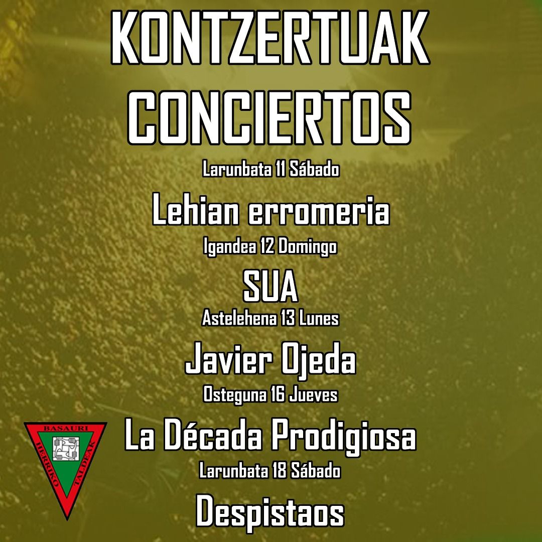 Cartel de los conciertos de las fiestas de Basauri que se celebran en octubre