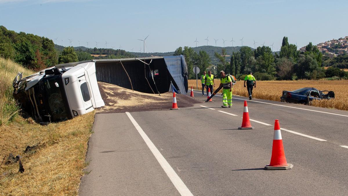 Imagen de un accidente de tráfico a la altura de Pueyo.