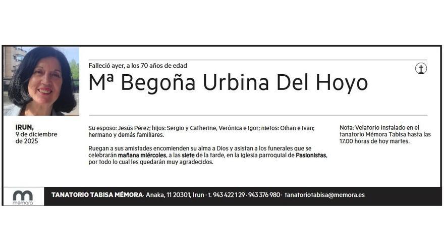 Mª BEGOÑA URBINA DEL HOYO