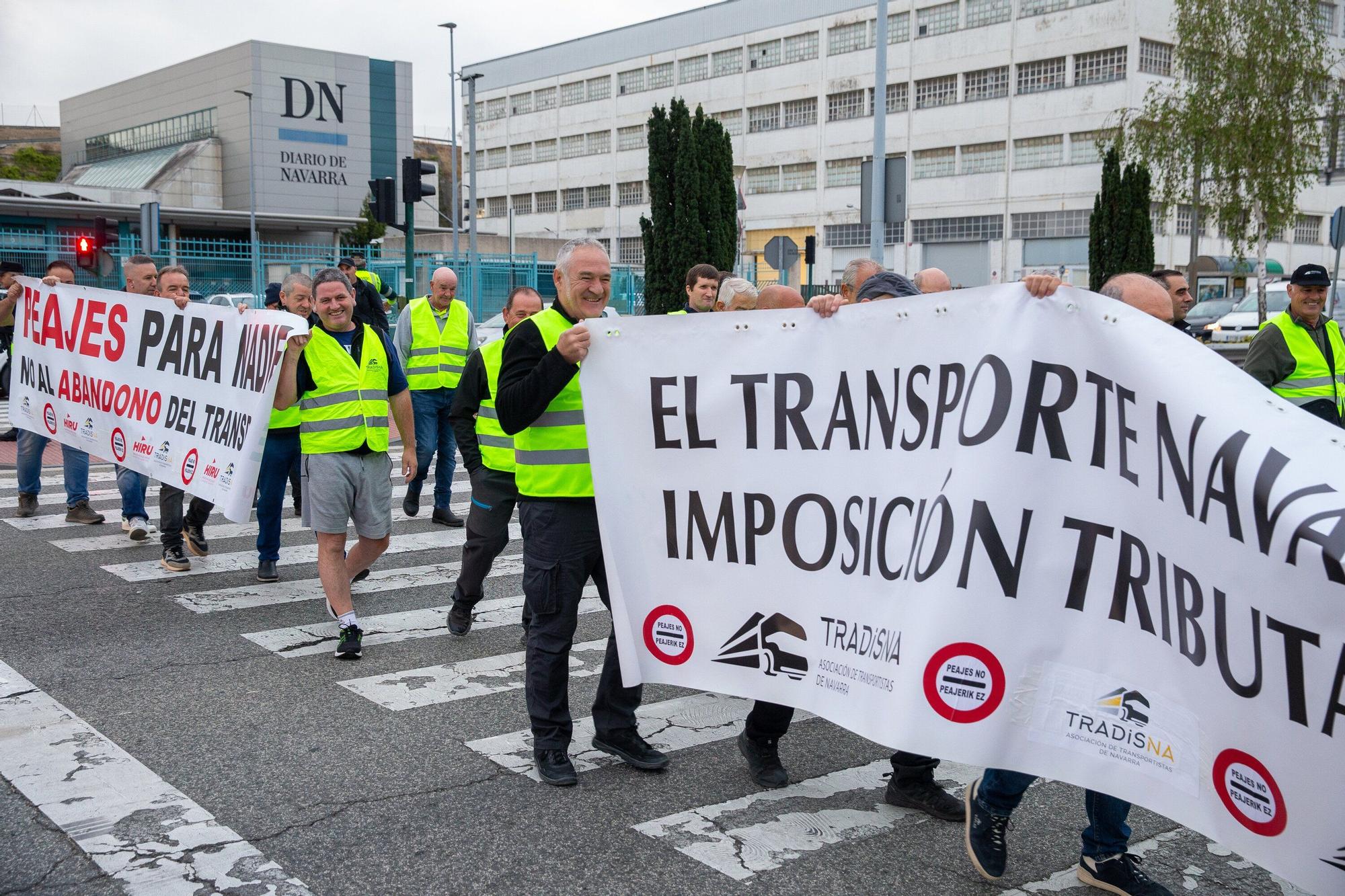 Protesta de los transportistas navarros en Cordovilla