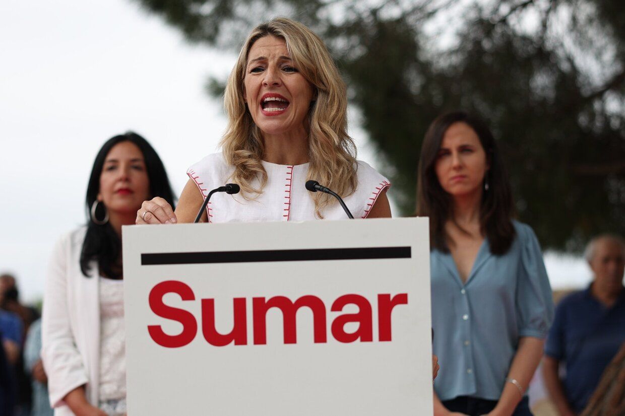 Yolanda Díaz y Ione Belarra comparten campaña de Sumar en Pamplona