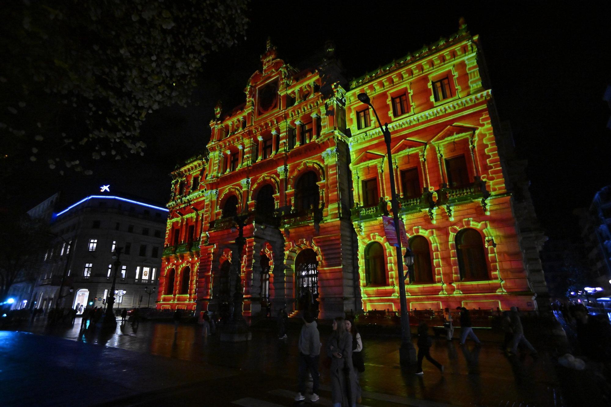 Así se ha iluminado la fachada del Palacio Foral de Bizkaia