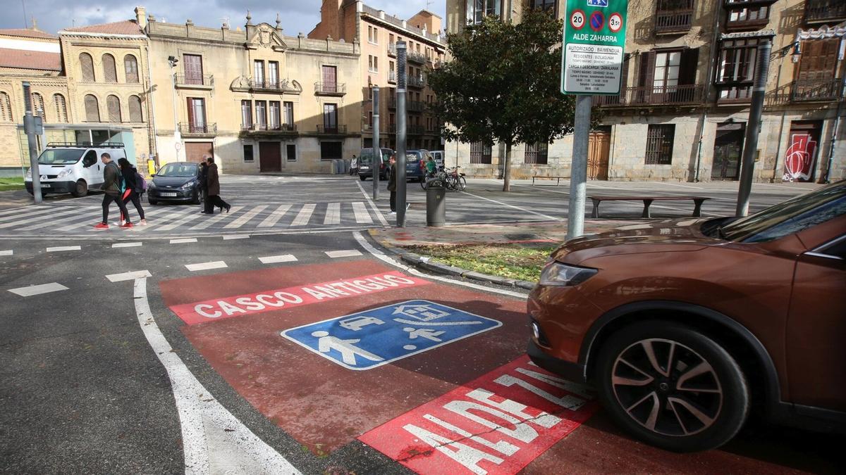 Acceso vigilado con cámaras al Casco Viejo.