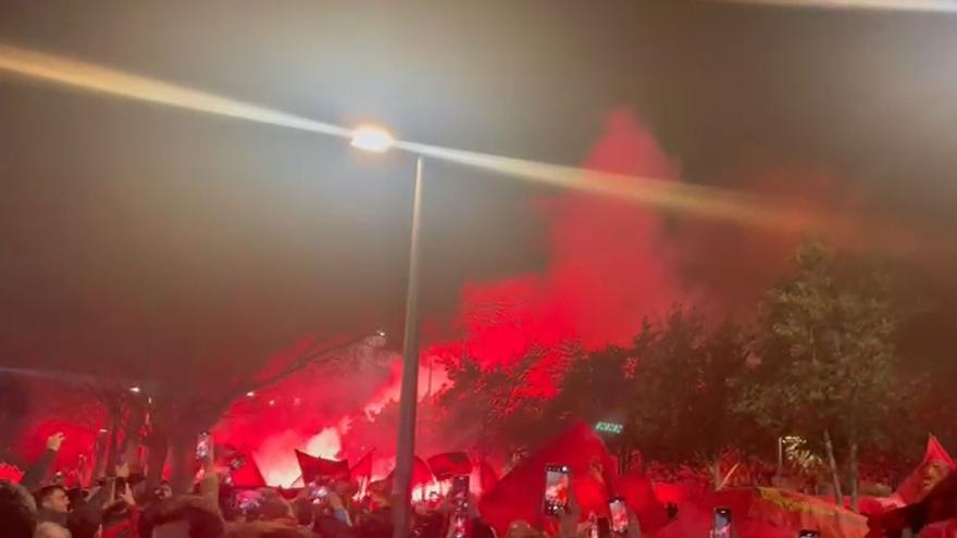 Gran recibimiento a los jugadores del Mallorca