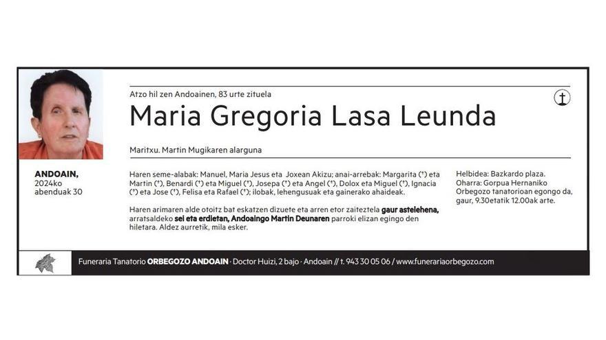 Maria Gregoria Lasa Leunda