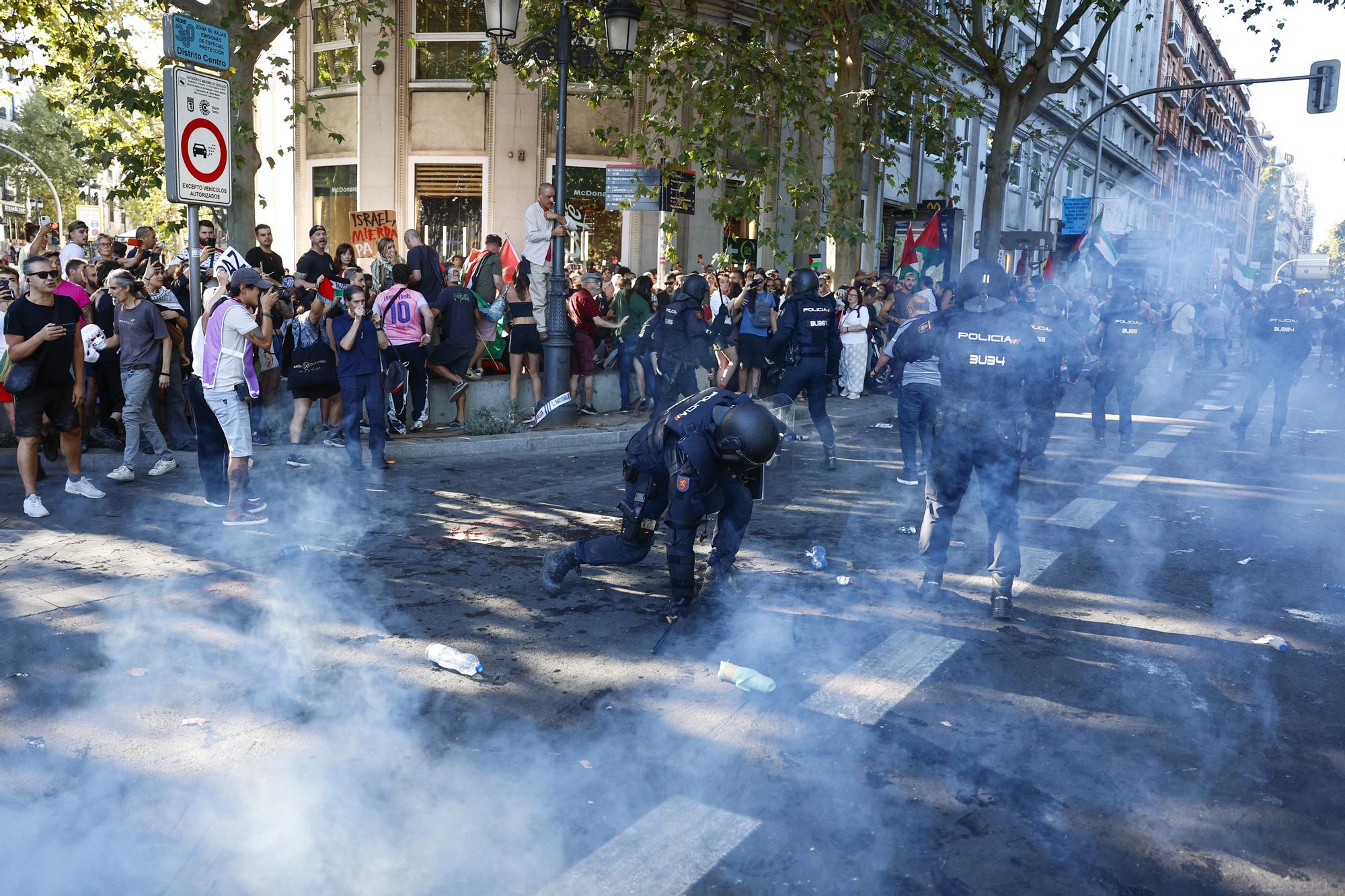 Cargas policiales en Madrid contra los manifestantes propalestina
