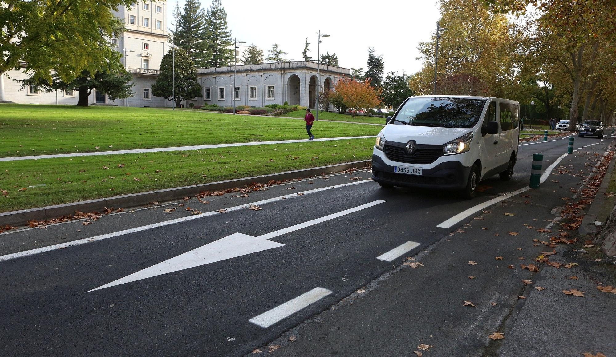 Fotos del nuevo trazado en la carretera de la Universidad de Navarra