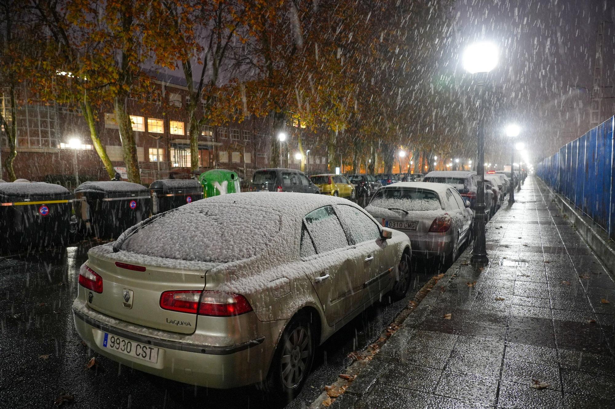 La primera nevada del otoño no cuaja en Vitoria
