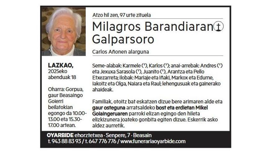 MILAGROS BARANDIARAN GALPARSORO