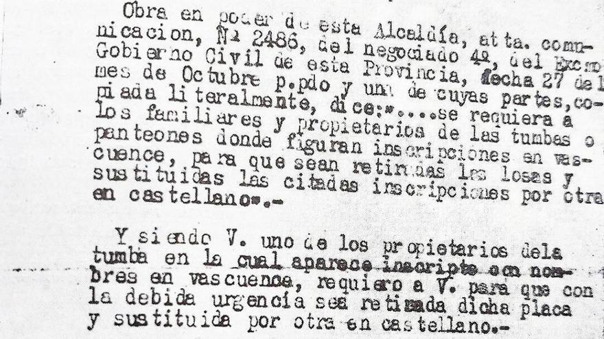El régimen que prohibió hablar en euskera para silenciarla