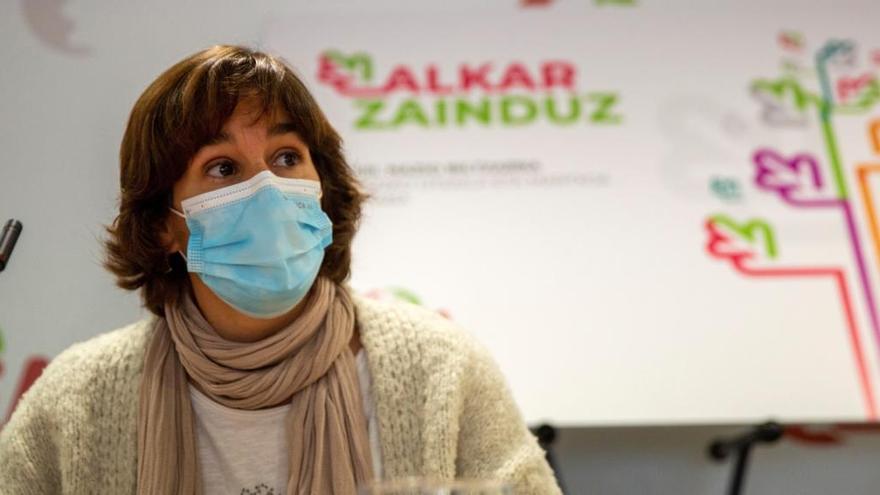 La responsable de la Comisión Preparatoria del XIII Congreso de EA, Leire Pinedo, el pasado sábado.