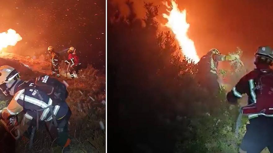 Lucha contra el fuego en Urzainki, en una zona de difícil acceso por tierra