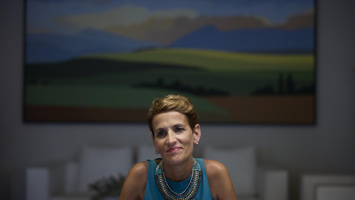 María Chivite atiende a DIARIO DE NOTICIAS en el Palacio de Navarra.