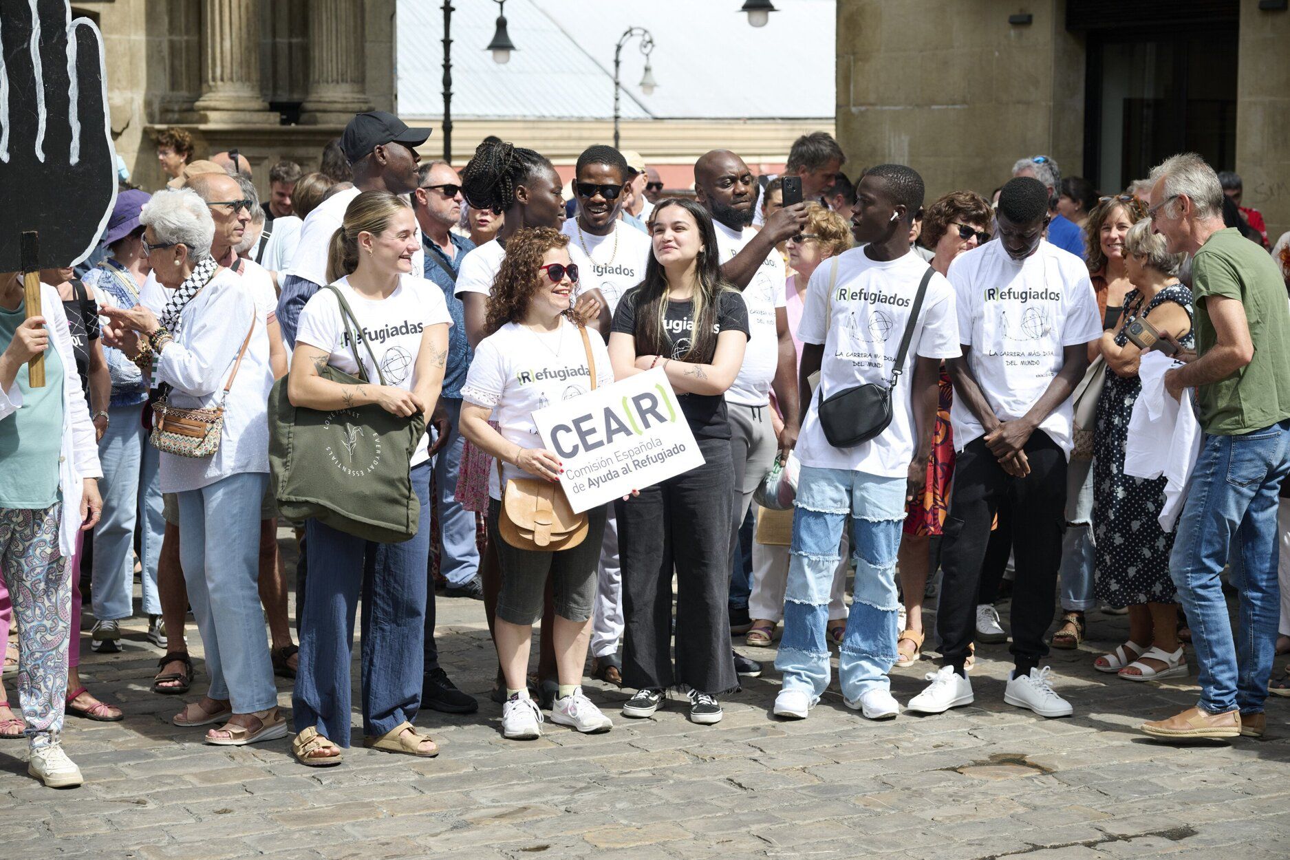 Imágenes de la concentración de colectivos sociales en Pamplona contra a violencia racista en Torre Pacheco